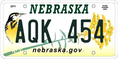 NE license plate AQK454