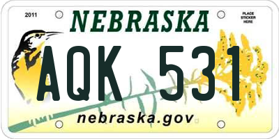 NE license plate AQK531
