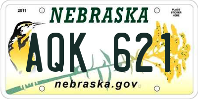 NE license plate AQK621