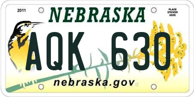 NE license plate AQK630