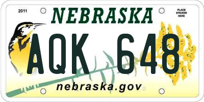 NE license plate AQK648