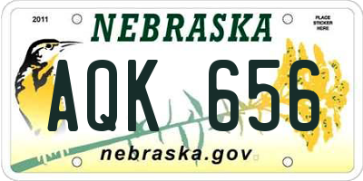 NE license plate AQK656