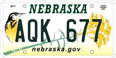 NE license plate AQK677