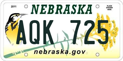 NE license plate AQK725