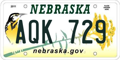 NE license plate AQK729
