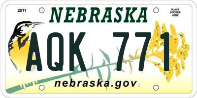 NE license plate AQK771