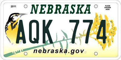 NE license plate AQK774