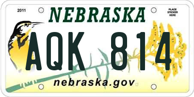 NE license plate AQK814