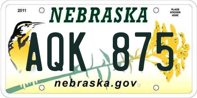 NE license plate AQK875