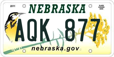 NE license plate AQK877
