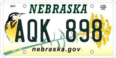 NE license plate AQK898