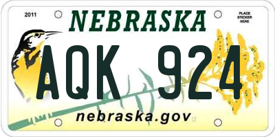 NE license plate AQK924