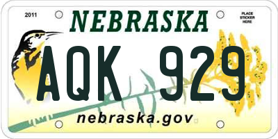NE license plate AQK929