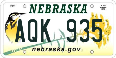 NE license plate AQK935