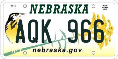 NE license plate AQK966