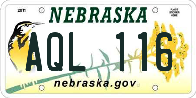 NE license plate AQL116