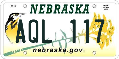 NE license plate AQL117