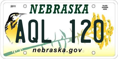 NE license plate AQL120