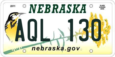 NE license plate AQL130