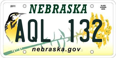 NE license plate AQL132