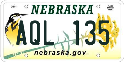 NE license plate AQL135