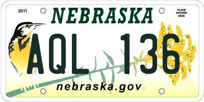NE license plate AQL136