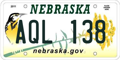 NE license plate AQL138