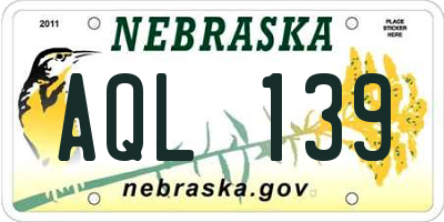 NE license plate AQL139