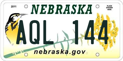NE license plate AQL144