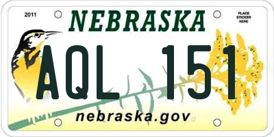 NE license plate AQL151