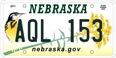 NE license plate AQL153