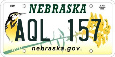 NE license plate AQL157