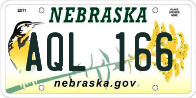 NE license plate AQL166