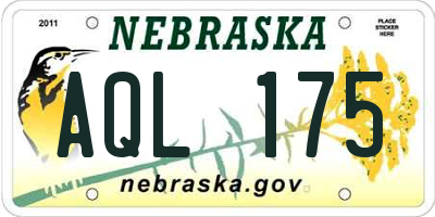 NE license plate AQL175