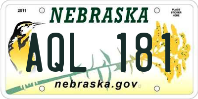 NE license plate AQL181