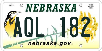 NE license plate AQL182
