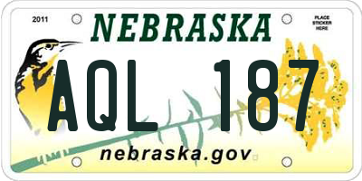 NE license plate AQL187