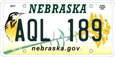NE license plate AQL189