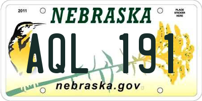 NE license plate AQL191