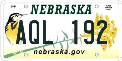 NE license plate AQL192