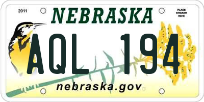 NE license plate AQL194