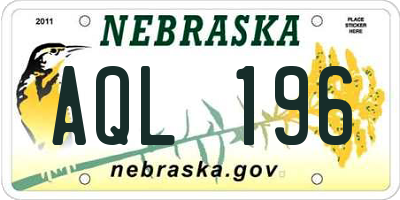 NE license plate AQL196