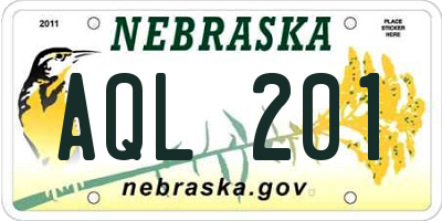 NE license plate AQL201