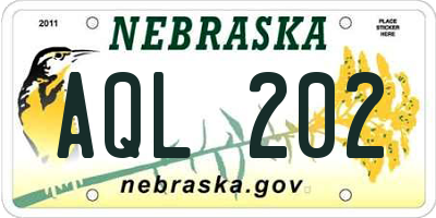 NE license plate AQL202