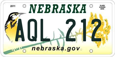 NE license plate AQL212