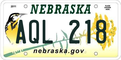 NE license plate AQL218