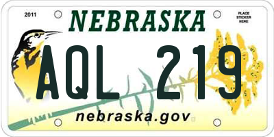 NE license plate AQL219