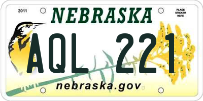 NE license plate AQL221