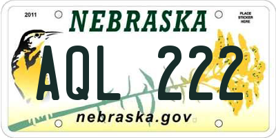 NE license plate AQL222