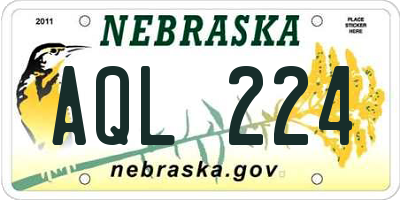 NE license plate AQL224